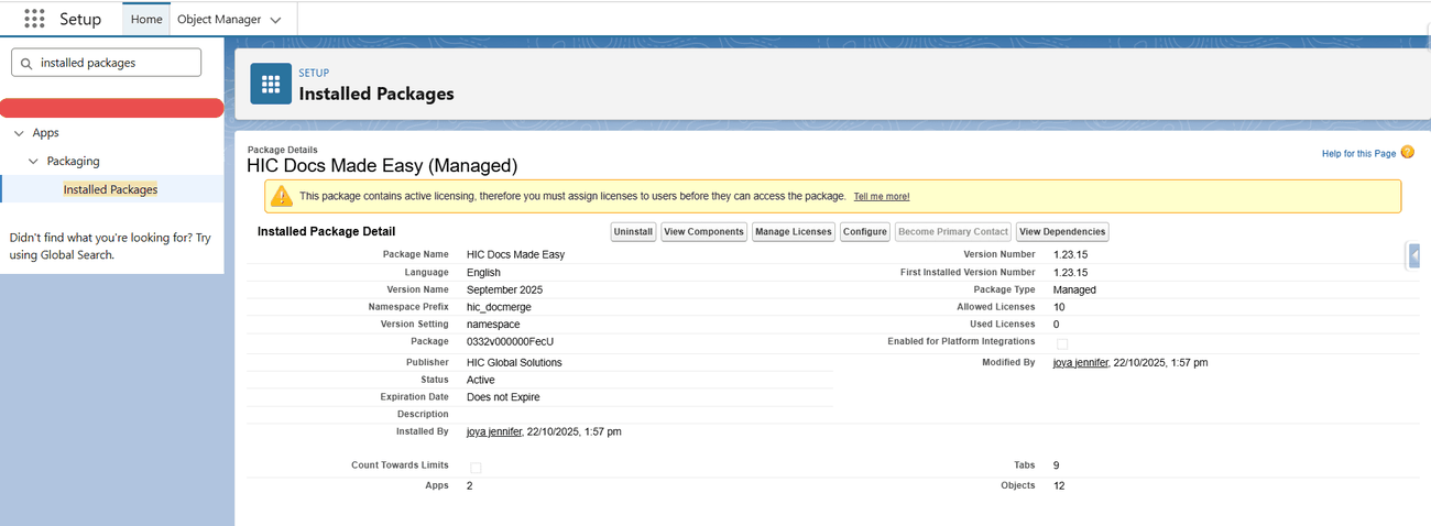 The HIC Docs Made Easy package detail page