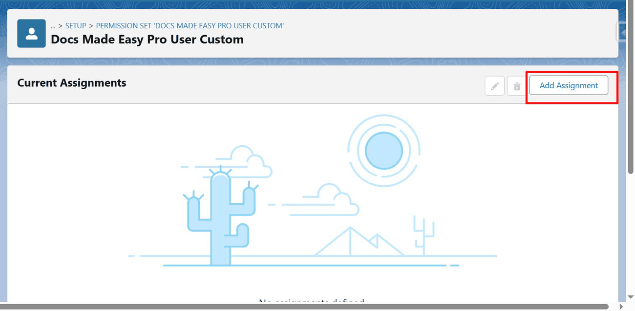Add Assignment button on the Current Assignments page