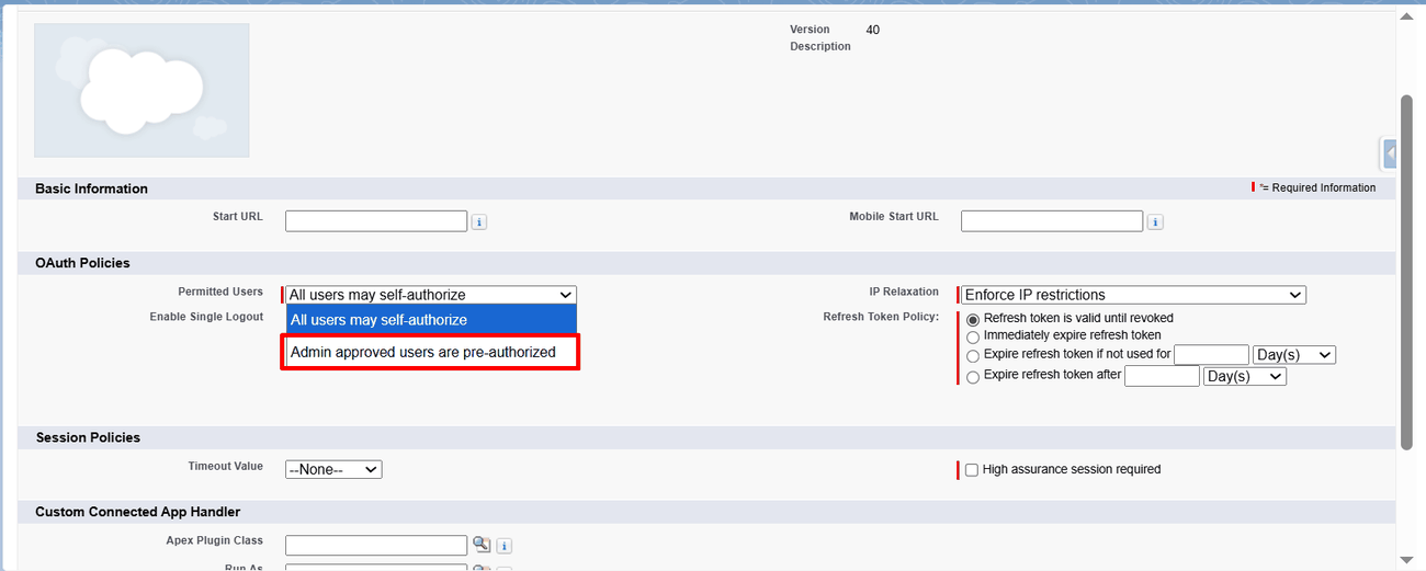 Selecting Admin approved users are pre-authorized