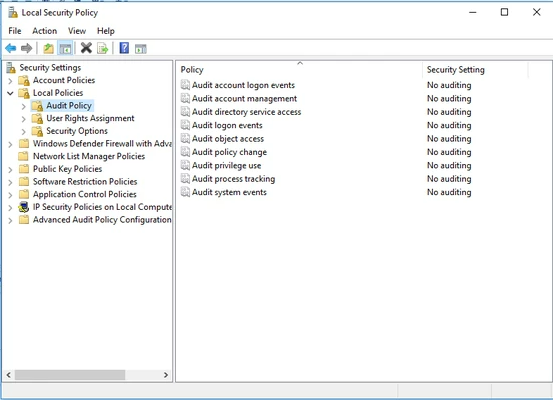Enable Windows Events Logs(Audit Policies) : Support Services