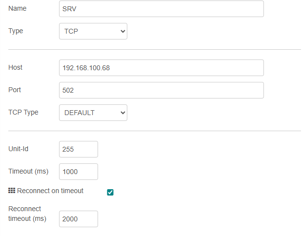 Figure 7: Modbus Client Configuration