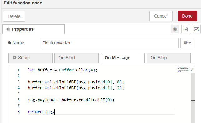Figure 9: Function Node - Float Conversion