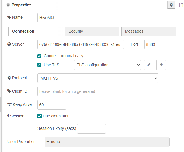 Figure 13: HiveMQ Broker Configuration - Connection Tab