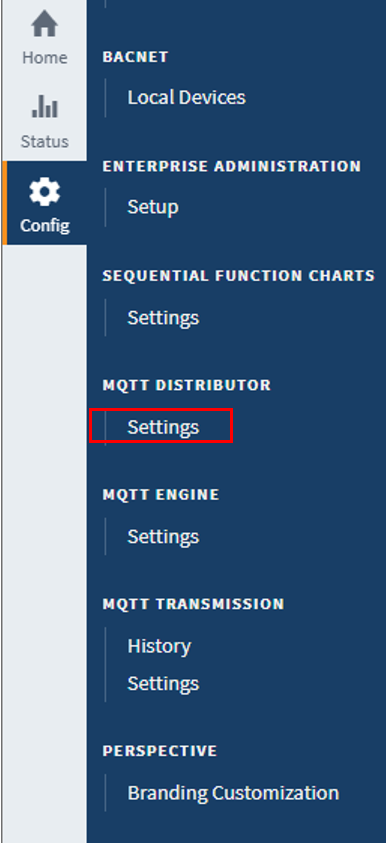 Figure 7: MQTT Distributor Settings