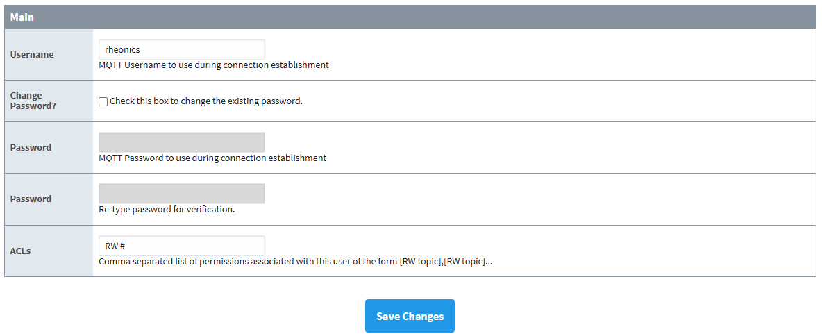 Figure 10: MQTT User configuration