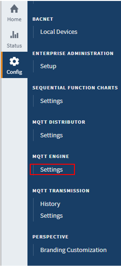Figure 12: MQTT Engine Settings