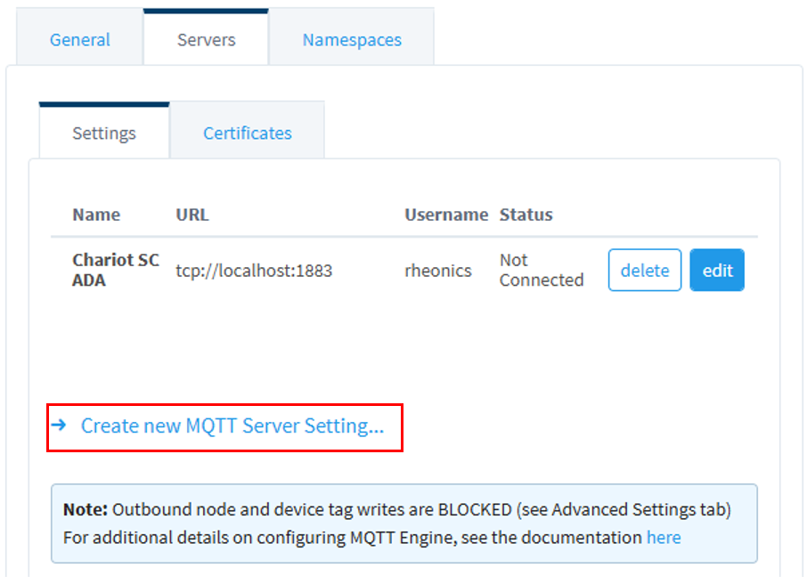 Figure 13: MQTT Server Creation