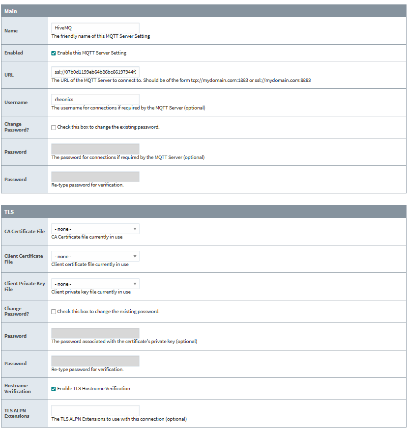 Figure 14: MQTT Engine Server Configuration