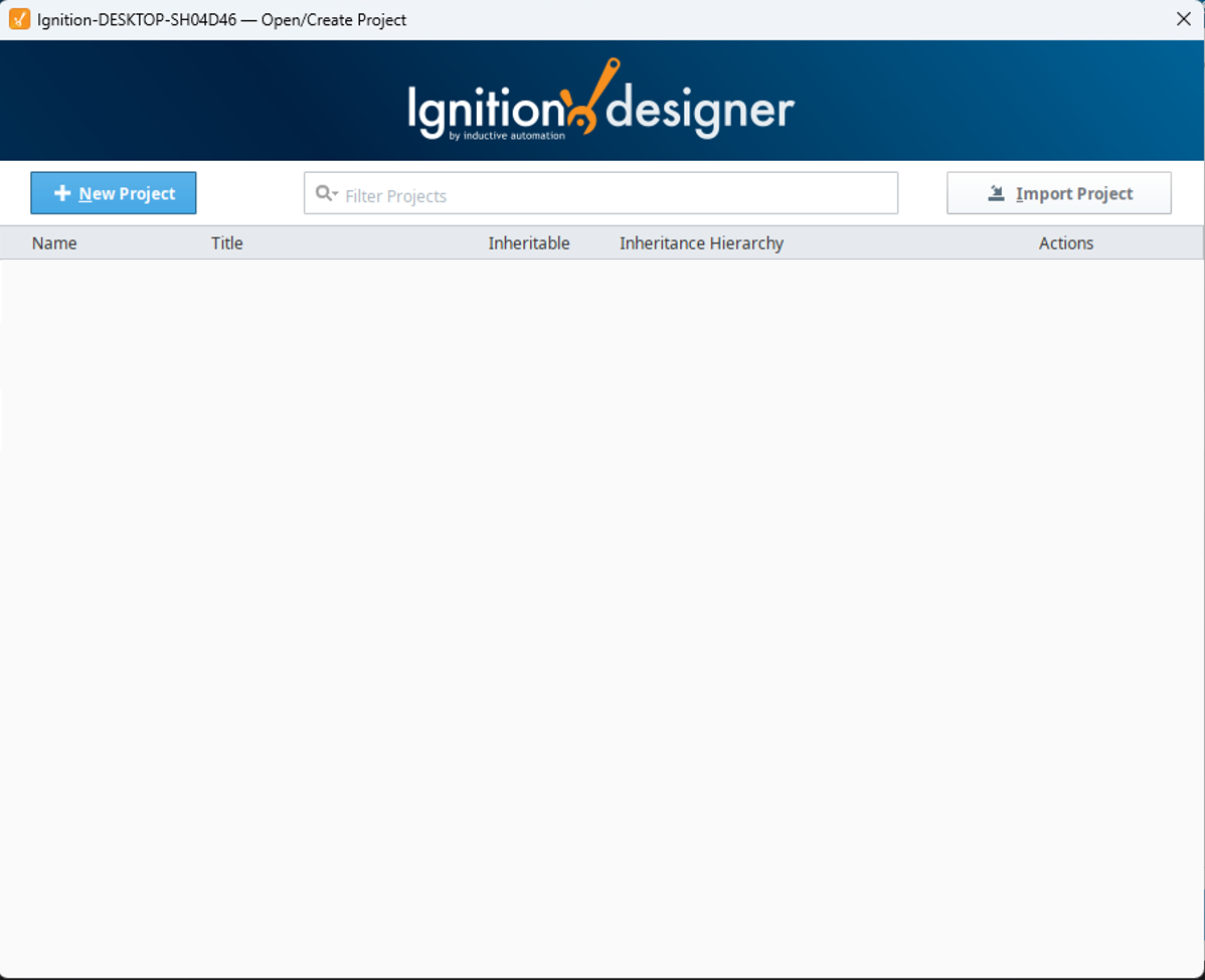 Figure 19: New Ignition Designer Project