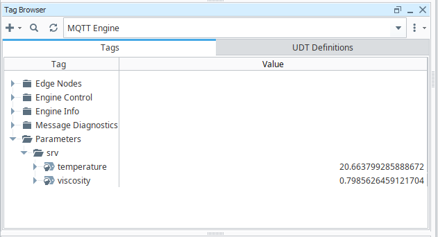 Figure 30: Tag Browser with Sensor Data
