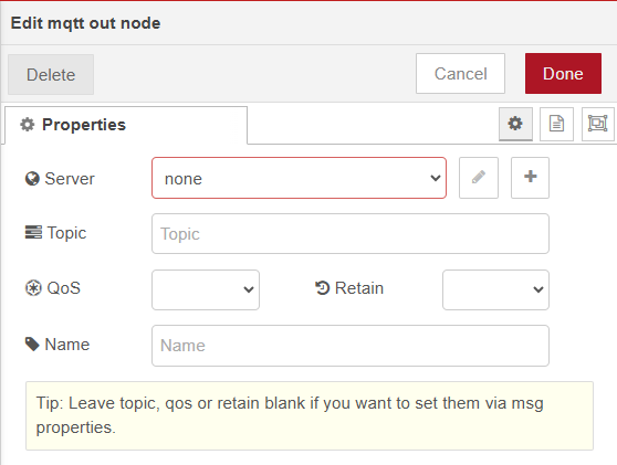 Figure 14: MQTT-out node configuration