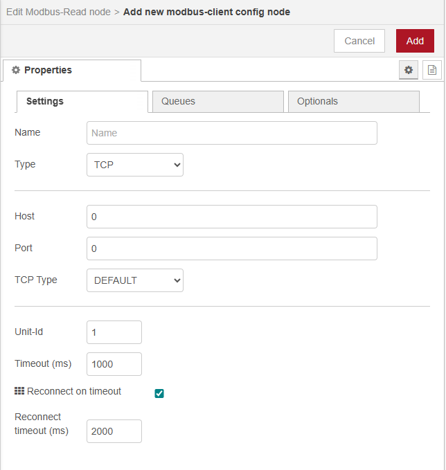 Figure 25: Modbus client TCP