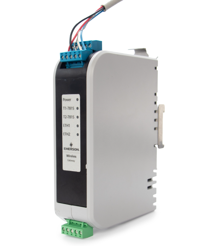 Emerson WirelessHART Gateway translating WirelessHART signals to Modbus, PROFINET, or EtherNet/IP