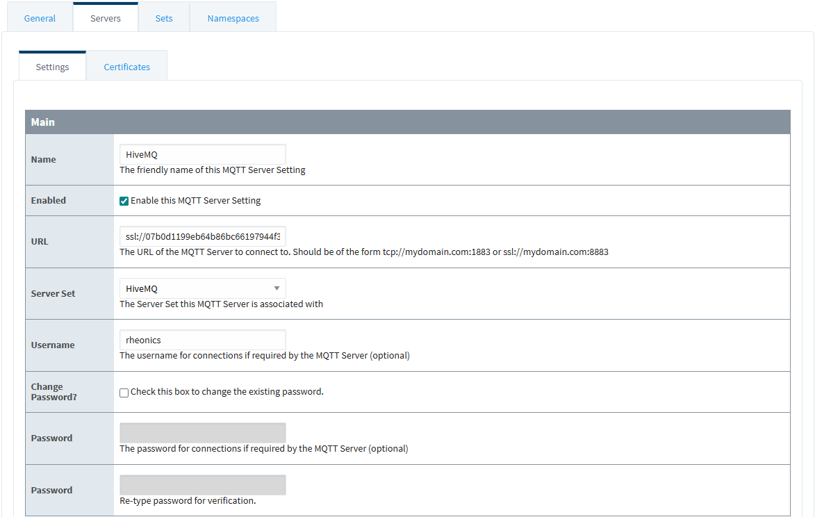 Figure 16: MQTT Engine Server Configuration
