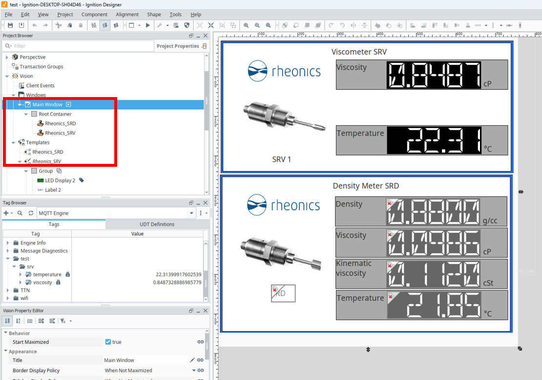 Figure 32: Window and Templates on Ignition Designer