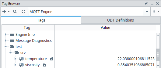 Figure 33: Tag Browser with Sensor Data