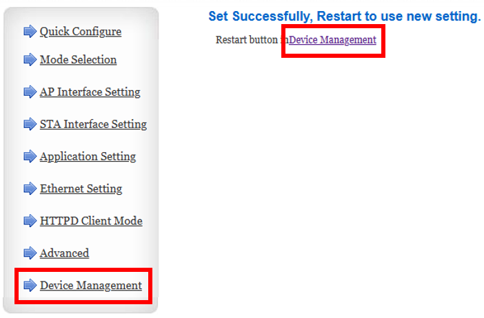 Figure 10: Device Management section