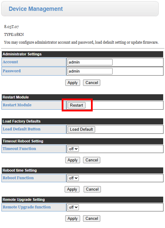 Figure 11: Restart button