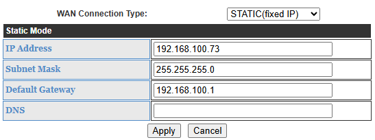 Figure 14: Setting a fixed IP address