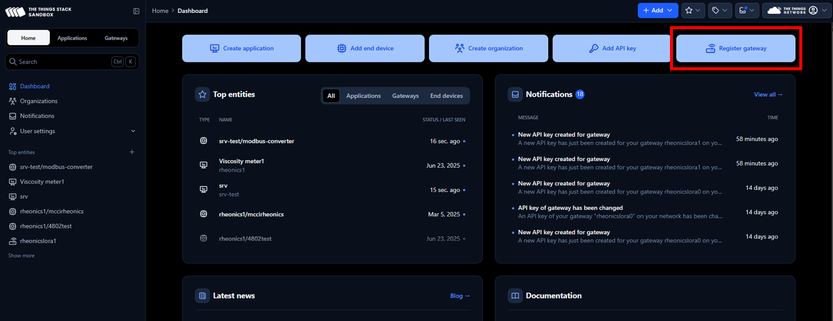 Figure 4: Register gateway Tab