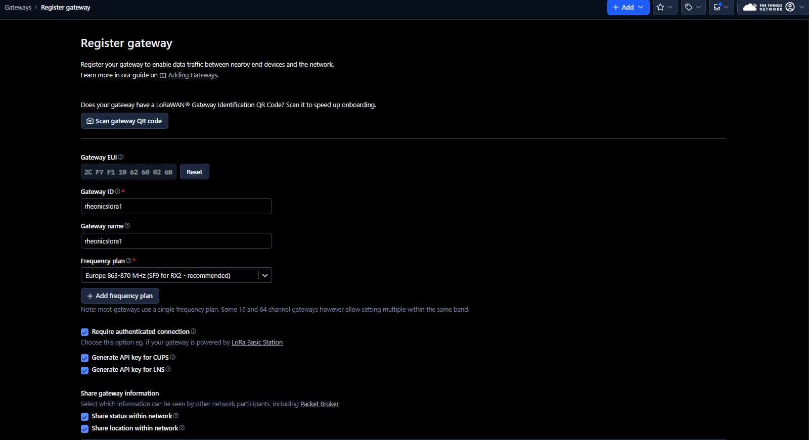 Figure 6: Enter SenseCAP M2 Gateway information