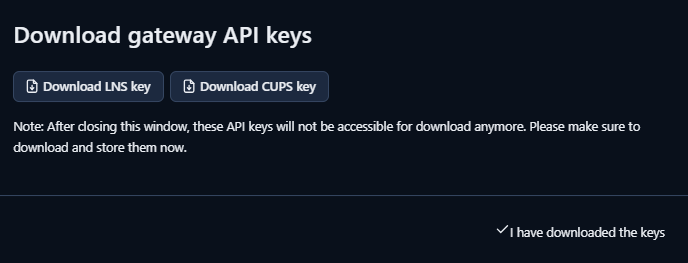 Figure 7: Download gateway API keys