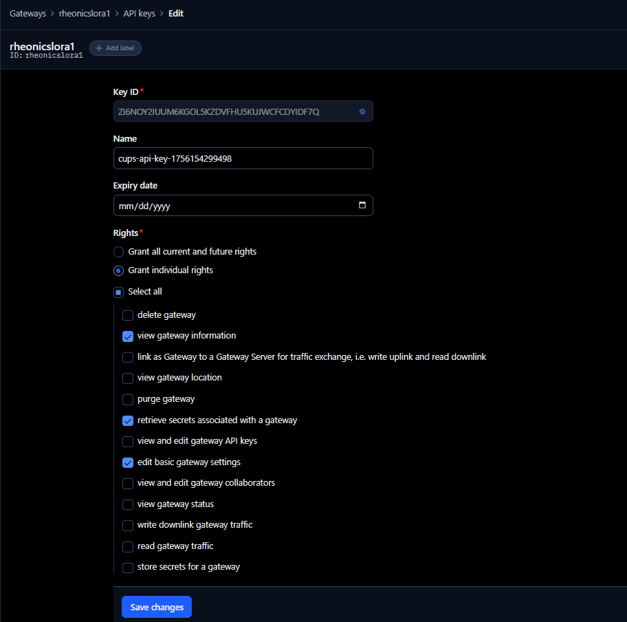 Figure 11: CUPS key configuration