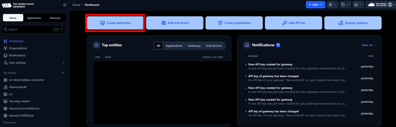 Figure 2: Application creation