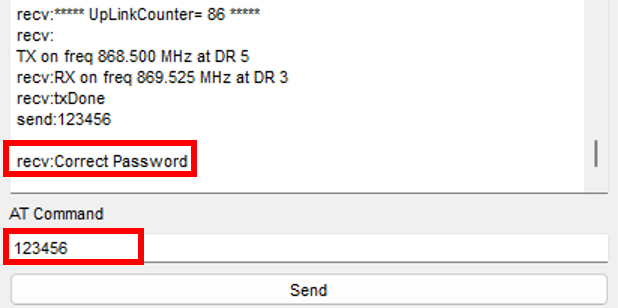 Figure 14: Sending RS485-LN password