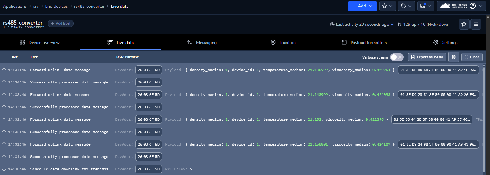 Figure 19: Live Data visualization