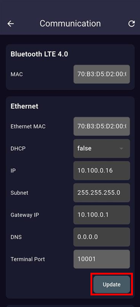 Figure 5: Update button