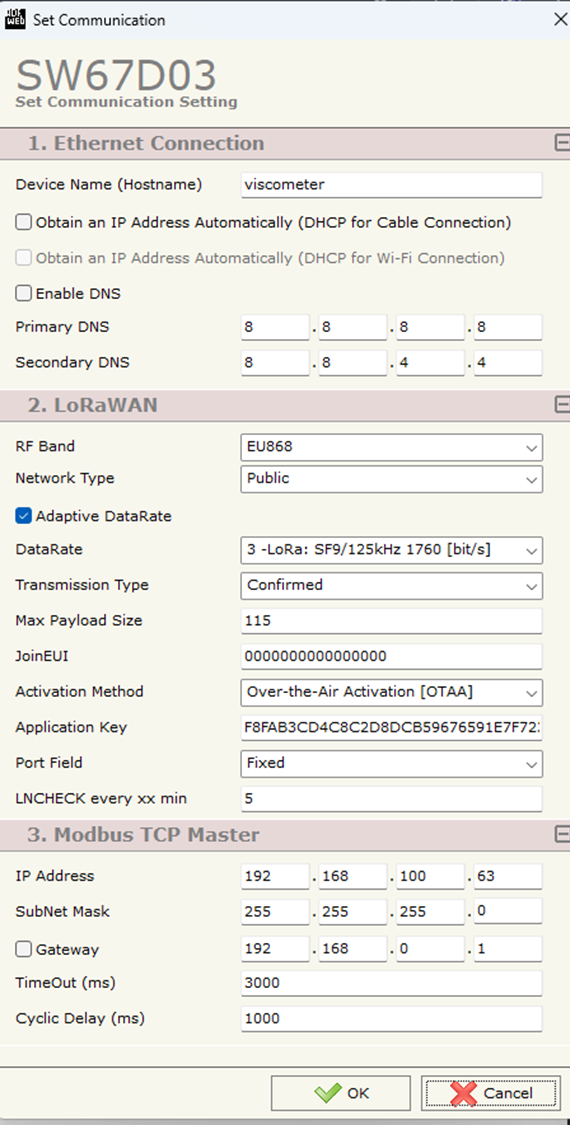 Figure 11: Set Comunication - Configuration