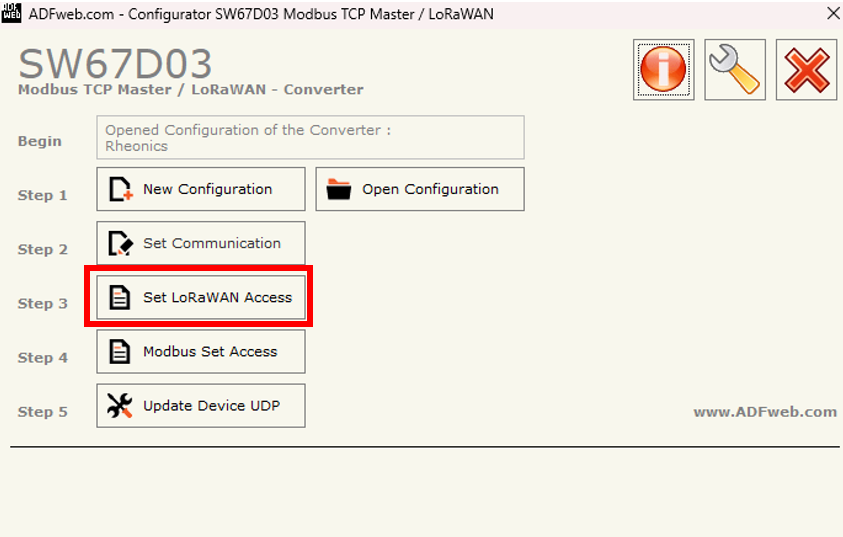Figure 12: Set LoRaWAN Access