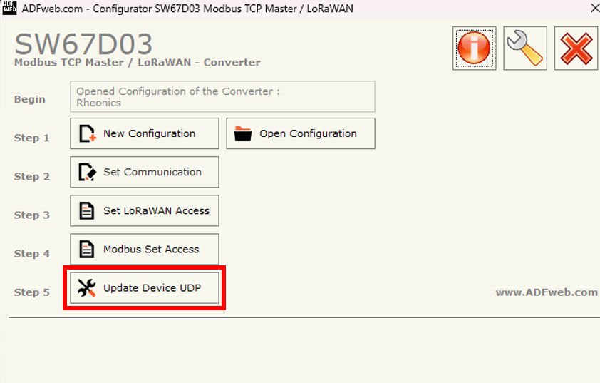 Figure 18: Update Device UDP