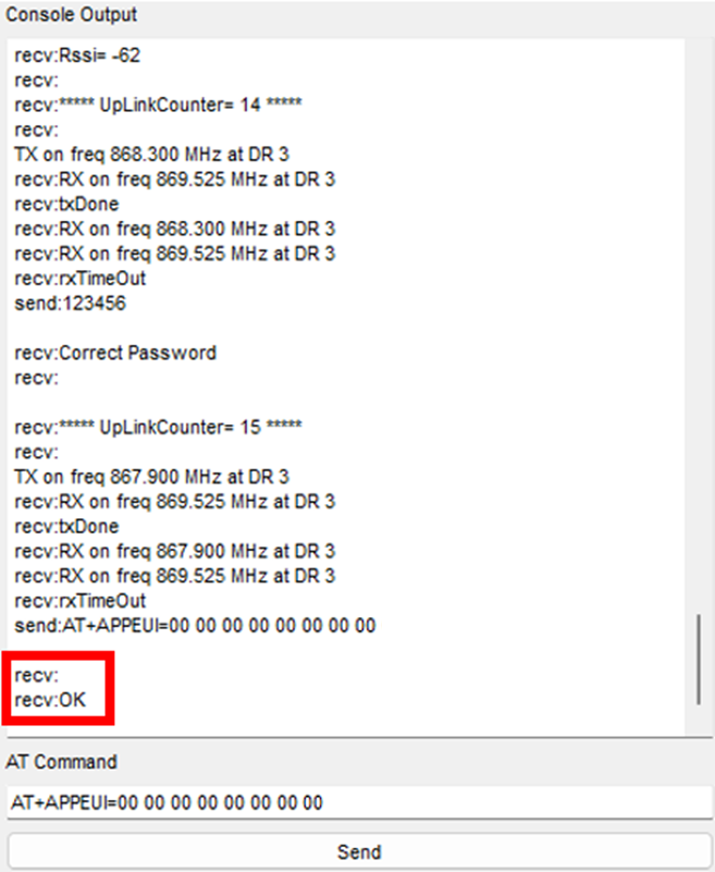 Figure 12: APP EUI confirmation message