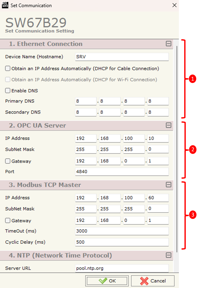 Figure 6: Set Communication - Configuration
