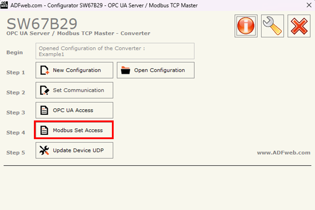 Figure 9: Modbus Set Access