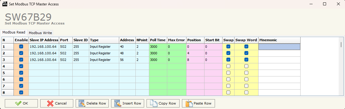 Figure 10: Modbus Set Access - Configuration