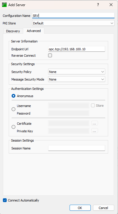 Figure 21: Add server configuration