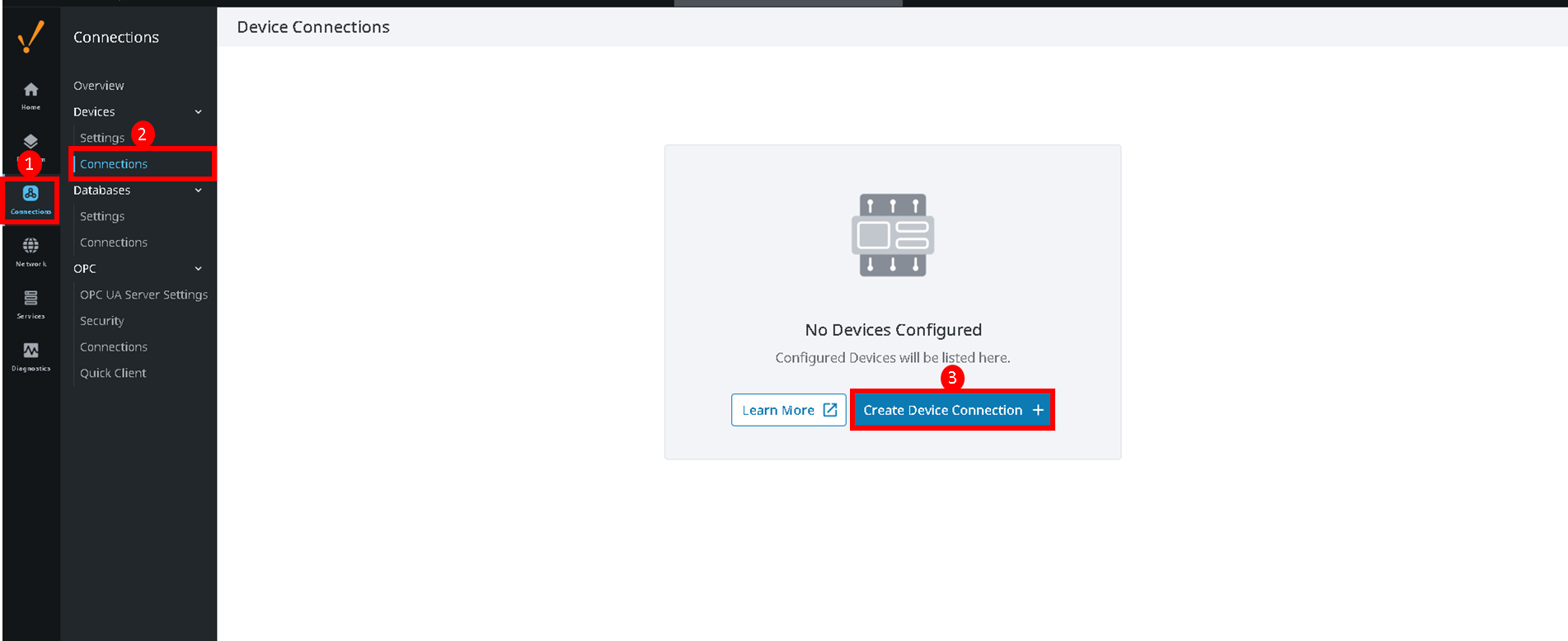 Figure 4: Creating a new device connection in the Ignition Gateway.