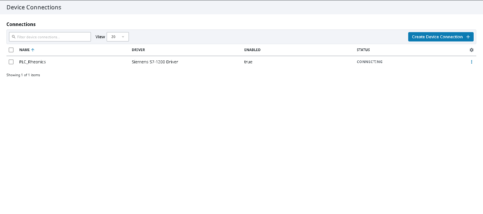 Figure 7: Device status showing a successful connection.