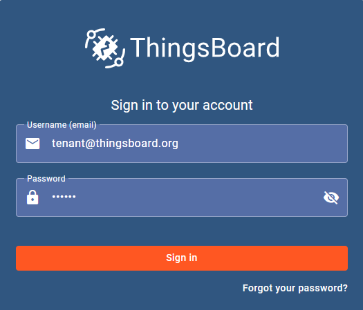 Figure 2: ThingsBoard login page.