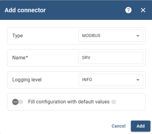 Figure 10: Add connector configuration.
