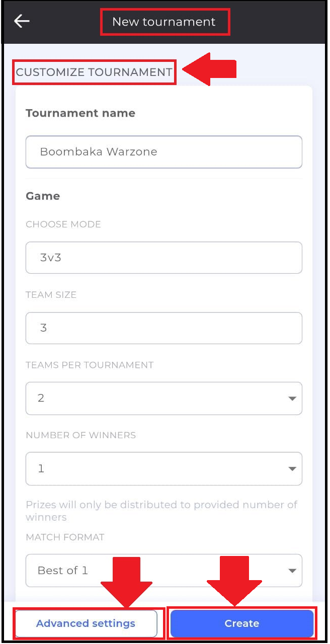 Crear un torneo personalizado game.tv