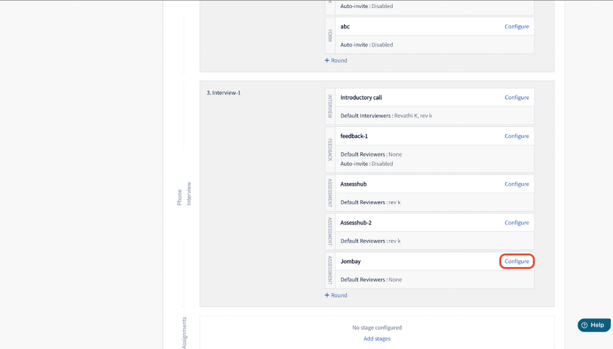 Configuring the assessment round