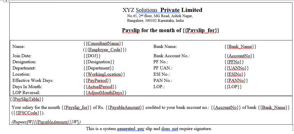 Dynamic Drop Down List Example Payslip Template Configuration: : StaffingGo Support