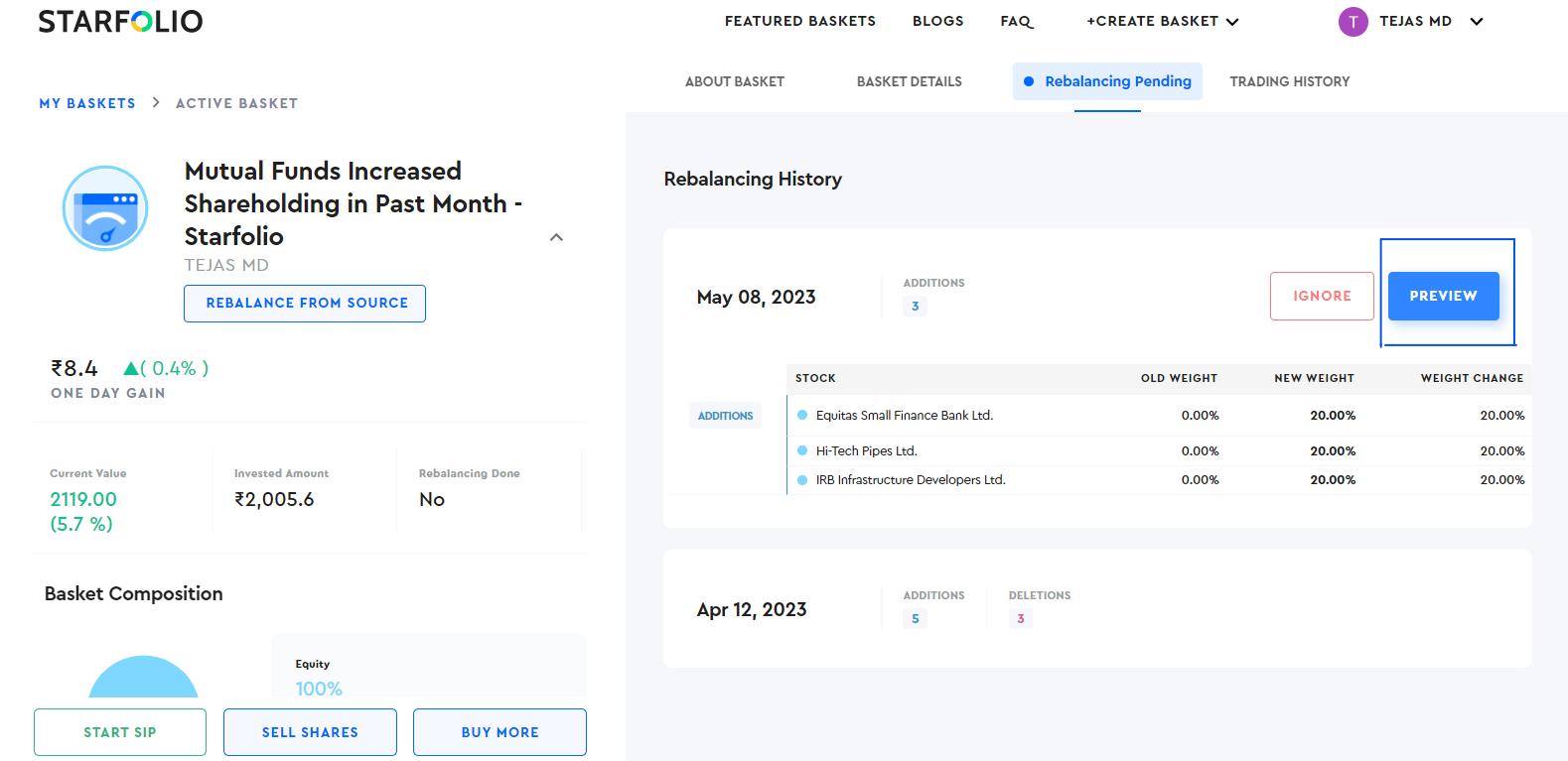 rebalancing tab preview