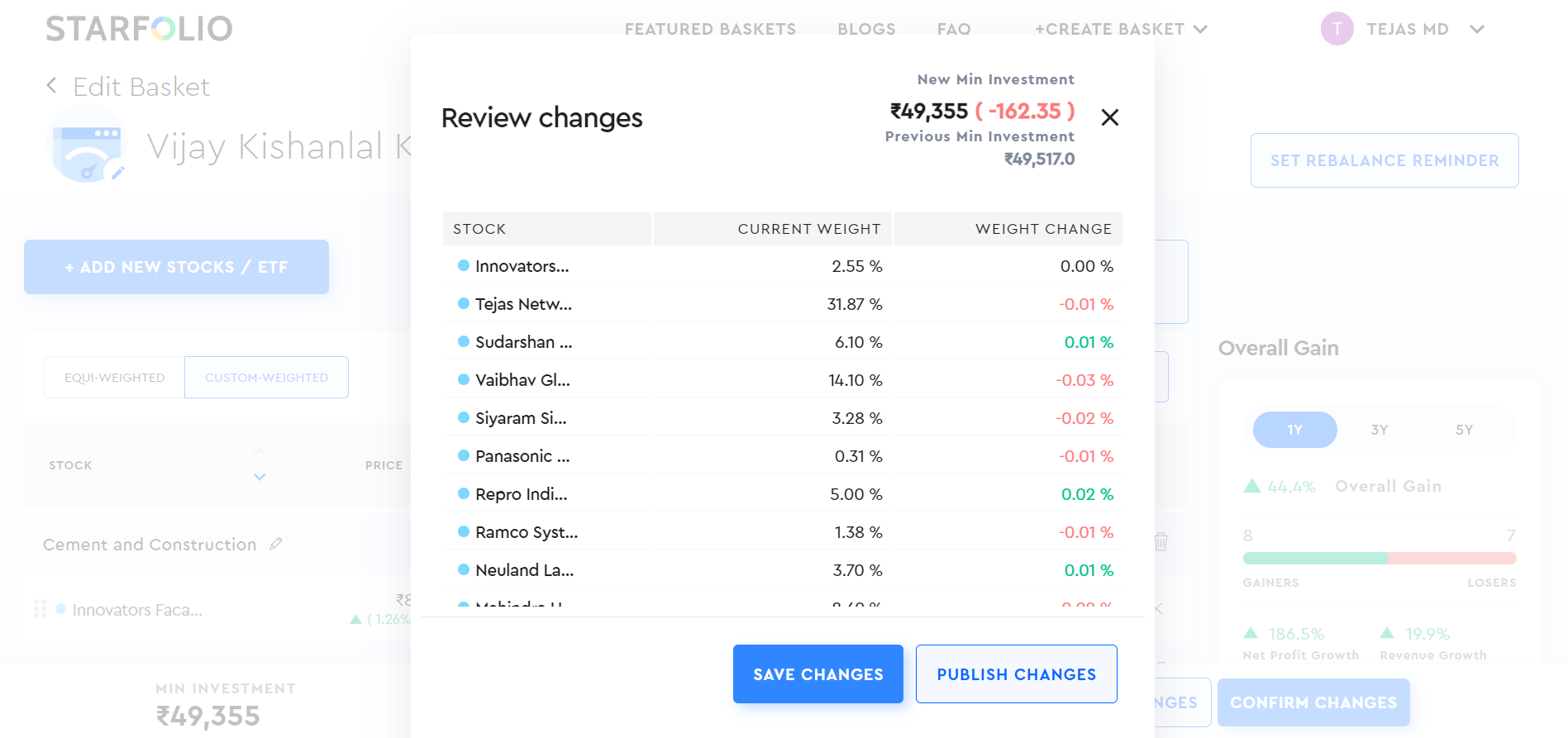 review rebalancing changes