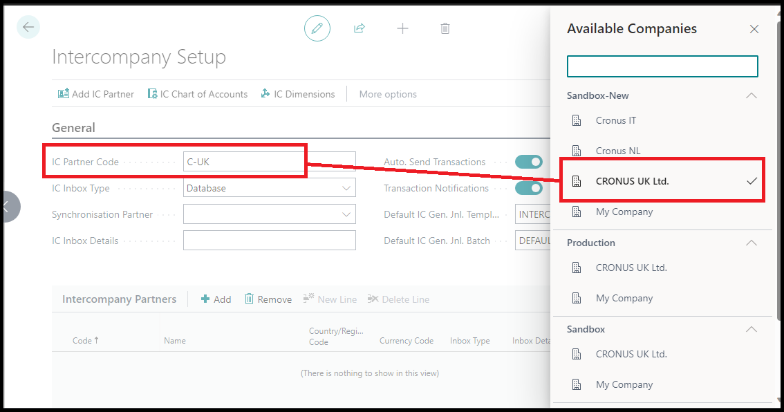 Intercompany Setup