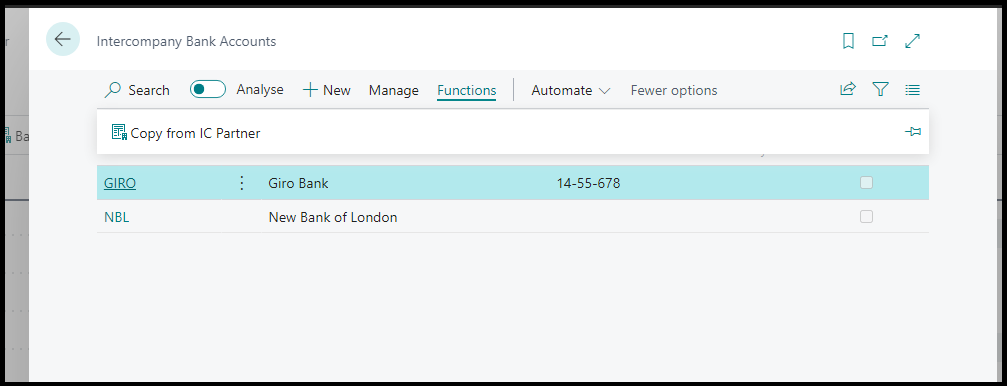 Intercompany Bank Account